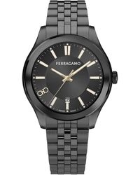 Ferragamo - Salvatore Swiss Classic Black Ion-plated Stainless Steel Bracelet Watch 42mm - Lyst