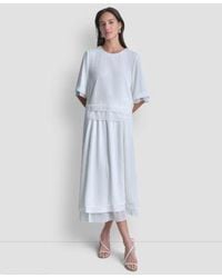 DKNY - Crewneck Layered Top Layered Window Pane Ankle Skirt - Lyst