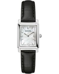 Bulova - Sutton Black Leather Strap Watch 21mm - Lyst
