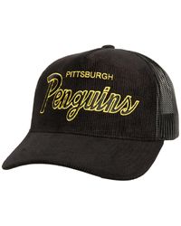 Mitchell & Ness - Pittsburgh Penguins Times Up Classic Script Cord Trucker Adjustable Hat - Lyst