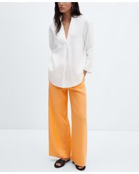Mango - Linen-blend Elastic Waist Trousers - Lyst