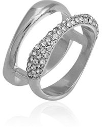 Vince Camuto - Tone Glass Stone Double Band Ring - Lyst
