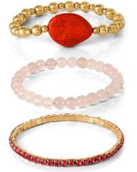 Jessica Simpson - 3-piece Beaded Stretch Bracelet Set - Lyst
