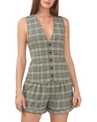 1.STATE - Summer Plaid Pleated Rolled-cuff Shorts - Lyst