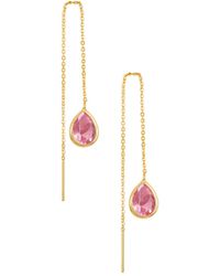 Ettika - Barely There Chain Cubic Zirconia 18k Gold Plated Dangle Earrings - Lyst
