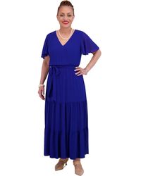 Kasper - V-neck Flutter-sleeve Maxi Dress - Lyst