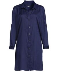 Lands' End - Sheer Over D Button Front Swim Cover-up Shirt - Lyst