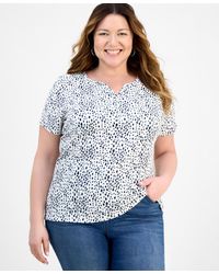 Style & Co. - Plus Size Printed Henley Short-sleeve Top - Lyst