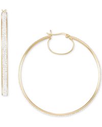 Macy's - Crystal Pave Click Top Medium Hoop Earrings - Lyst