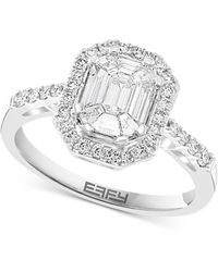 Effy - Effy® Baguette Cluster Halo Ring (3/4 Ct. T.w.) In 14k White Gold - Lyst