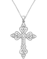 Macy's - Diamond Filigree Cross 18" Pendant Necklace (1/6 Ct. T.w. - Lyst