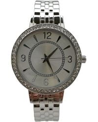 Olivia Pratt - Round Face Rhinestone Bezel Textured Bangle Watch - Lyst