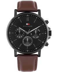 Tommy Hilfiger - Multifunction Leather Strap Watch - Lyst