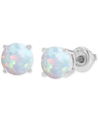 Macy's - Lab-grown Opal Round Screw Back Stud Earrings (5/8 Ct. T.w.) - Lyst