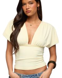 Edikted - Flutter Plunging V Neck Top - Lyst