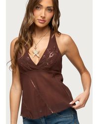 Edikted - Lani Sequin Bead Chiffon Halter Top - Lyst