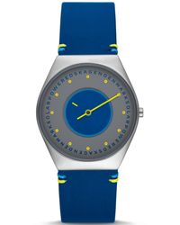 Skagen - Grenen Solar Halo Ocean Leather Watch - Lyst