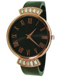Olivia Pratt - Gunmetal Rose Gold Elegant Emerald Rhinestone Solid Metal Bangle Watch - Lyst