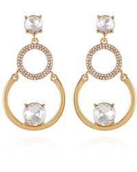 Tahari - Tone Linear Hoop Drop Earrings - Lyst
