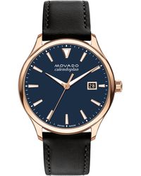 Movado - Heritage Calendoplan Swiss Quartz Genuine Leather Strap Watch 40mm - Lyst
