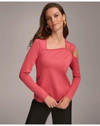 Donna Karan - Hardware-trim Cold-shoulder Sweater - Lyst