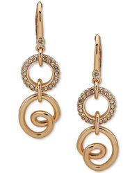 DKNY - Gold-tone Pave Ring & Twist Double Drop Earrings - Lyst