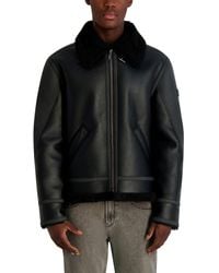 Karl Lagerfeld - Sherpa Lined Faux Leather Collared Jacket - Lyst