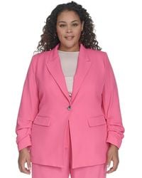 Calvin Klein - Plus Size One-button Ruched-sleeve Jacket - Lyst