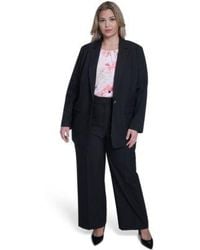 Calvin Klein - Plus Size One Button Notch Collar Jacket Stripe Wide Leg Pants - Lyst