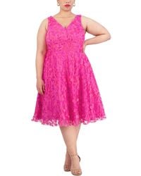 Eliza J - Plus Size 3d Floral-applique Fit & Flare Dress - Lyst