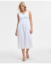 On 34th - Gauze Double V-neck Empire Midi Dress - Lyst