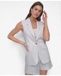 DKNY - Notch-collar Belted Sleeveless Vest Jacket - Lyst