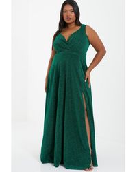 Quiz - Plus Size Glitter Wrap Maxi Dress - Lyst