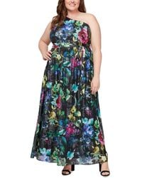 Sl Fashions - Plus Size Floral-print One-shoulder Gown - Lyst
