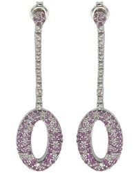 SUZY LEVIAN NEW YORK - Suzy Levian Sterling Silver Sapphire & Created White Sapphire Oval Circle Drop Dangle Earrings - Lyst