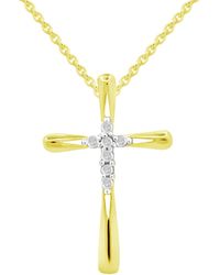 Macy's - Diamond Cross 18" Pendant Necklace (1/10 Ct. T.w. - Lyst