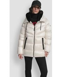 DKNY - Shine Hooded Puffer Coat - Lyst