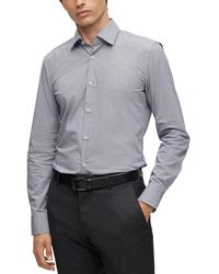 BOSS - Boss By Easy-iron Structured Stretch Cotton Slim-fit Dress Shirt - Lyst