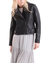 Velez - Claire Leather Woven Biker Jacket - Lyst