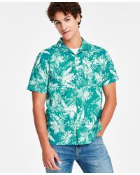 Sun & Stone - Sun + Stone Tag Regular-fit Botanical-print Button-down Linen Blend Camp Shirt - Lyst