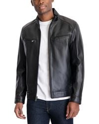 Michael Kors - Perforated Faux Leather Moto Jacket, Created For Macy's - Lyst