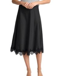 Cece - Satin Lace Trim A-line Midi Skirt - Lyst
