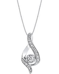 Macy's - Diamond Ribbon Pendant Necklace In 14k Gold Or White Gold (3/8 Ct. T.w.) - Lyst