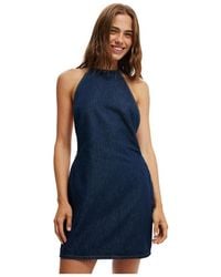 Cotton On - Halter Denim Mini Dress - Lyst