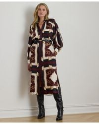 Ralph Lauren - Plus Size Twill Point-collar Midi Shirt Dress - Lyst