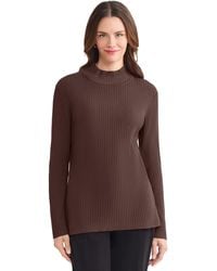 Jones New York - Sutton Ribbed Mock-neck Long-sleeve Sweater - Lyst