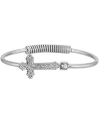 2028 - Silver-tone Cross Hinge Bangle Bracelet - Lyst