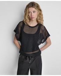 DKNY - Grove Crochet Mesh Dolman-sleeve Top - Lyst