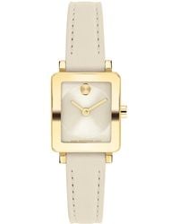Movado - Bold Evolution 2.0 Mini Tank Swiss Quartz Chalk Leather Watch - Lyst