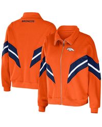 WEAR by Erin Andrews - Denver Broncos Plus Size Yarn Dye Stripe Full-zip Jacket - Lyst